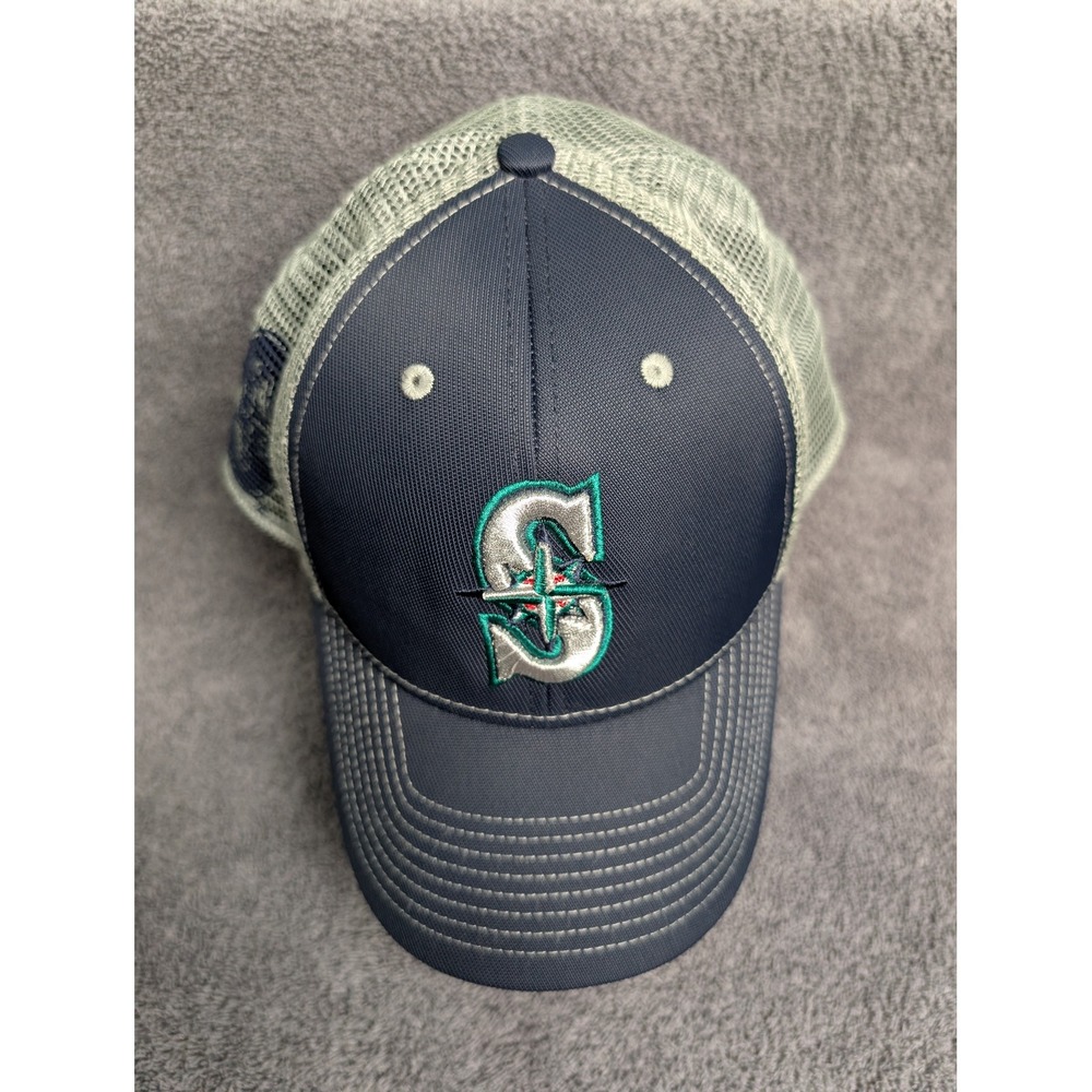 Seattle Mariners MLB Baseball Trucker Hat Navy Blue Mesh Snapback Cap